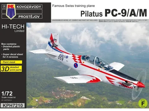 Krabice stavebnice Kovozávody Prostějov KPH7210 Pilatus PC-9/A/M Hi-Tech v měřítku 1/72