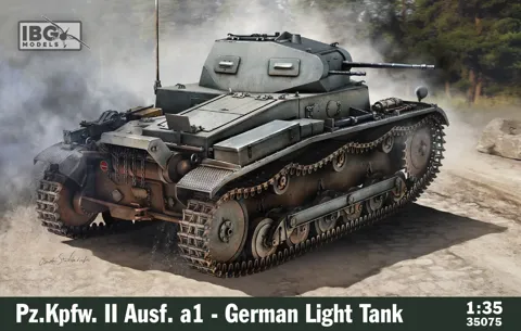 Krabice stavebnice IBG Models 35075 Pz.Kpfw. II Ausf. a1 německý lehký tank v měřítku 1/35