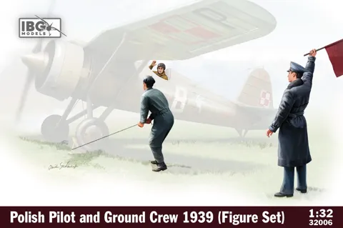 Stavebnice figurek IBG Models 32006 polský pilot a pozemní personál 1939 v měřítku 1/32