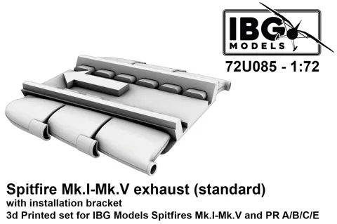 Detailní sada výfuků IBG Models 72U085 pro Spitfire Mk.I–Mk.V v měřítku 1/72