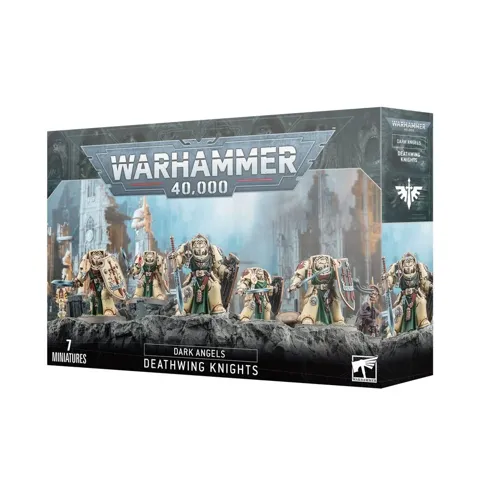 Krabice sady Games Workshop Warhammer 40,000 Dark Angels: Deathwing Knights s pěti miniaturami terminátorů