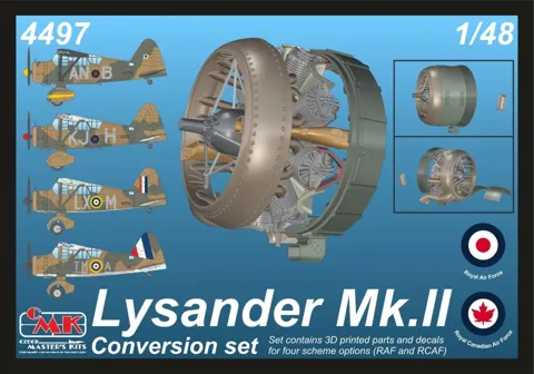 Resinová konverzní sada CMK 4497 Lysander Mk.II s motorem Perseus v měřítku 1/48 pro stavebnici Airfix