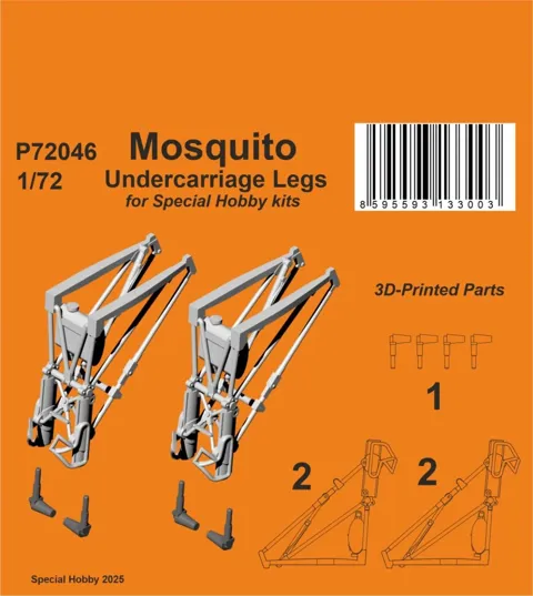 Kovové podvozkové nohy CMK P72046 pro Mosquito v měřítku 1/72