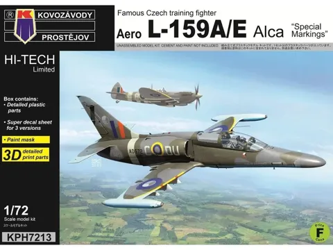 Krabice stavebnice Kovozávody Prostějov KPH7213 Aero L-159A/E Alca Special Markings v měřítku 1/72
