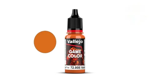 Lahvička akrylové barvy Vallejo Game Color 72008 ohnivě oranžová Orange Fire 18 ml