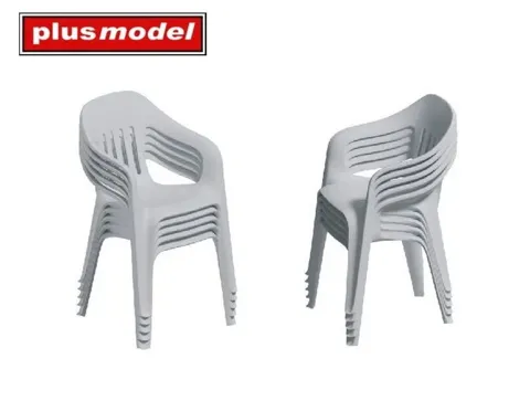 Naskládané plastové židle Plus Model DP3085 v měřítku 1/35, dva kusy z 3D tisku