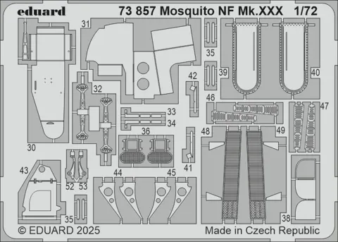 Barevné fotolepty Eduard 73857 Mosquito NF Mk.XXX 1/72 pro stavebnici Special Hobby