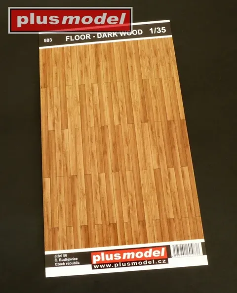 Papírová podlaha Plus Model 583 tmavé dřevo 1/35 o rozměru 130 × 190 mm pro dioráma