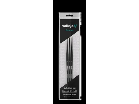 Sada štětců Vallejo Brush Set B01990 Pro Modeler Definition Set z přírodního vlasu, velikosti 4/0, 3/0, 2/0