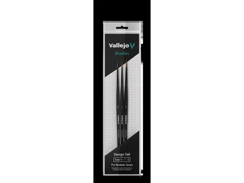 Sada štětců Vallejo Pro Modeler B01991 Design Set z přírodního vlasu, velikosti 0, 1 a 2