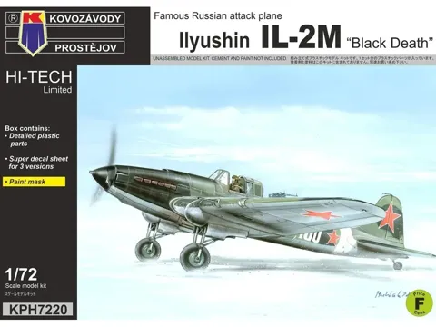 Krabice stavebnice Kovozávody Prostějov KPH7220 Iljušin Il-2M Black Death v měřítku 1/72