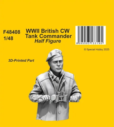 Resinová figurka CMK F48408 britský velitel tanku 1/48, poloviční postava do poklopu věže