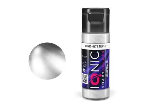 Lahvička akrylové barvy Vallejo IONIC Smart Acrylic Color stříbrná Silver 20 ml