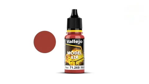 Lahvička akrylové barvy Vallejo Model Air 71269 červená RAL 3000, 18 ml
