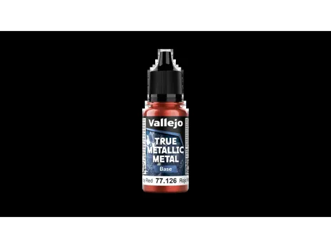Lahvička metalické akrylové barvy Vallejo True Metallic Metal 77126 Ruby Red Base 18 ml