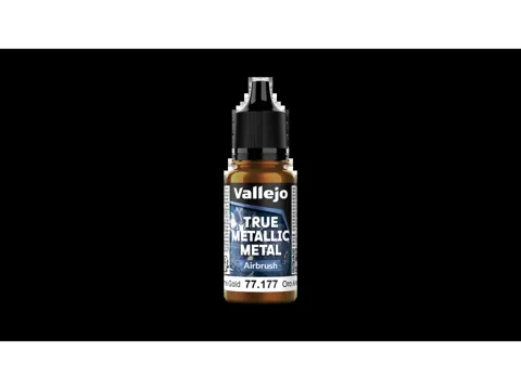 Lahvička metalické barvy Vallejo True Metallic Metal 77177 Arcane Gold Airbrush 18 ml