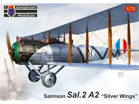 Krabice plastikové stavebnice Kovozávody Prostějov KPM0328 Salmson Sal.2A2 Silver Wings v měřítku 1/72