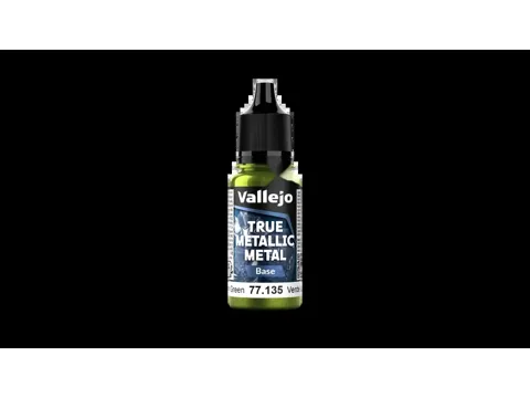 Lahvička akrylové metalické barvy Vallejo True Metallic Metal 77135 Amber Green Base 18 ml