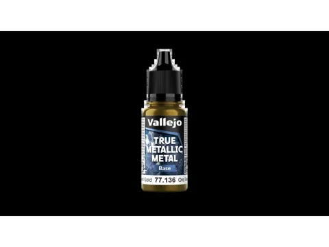 Lahvička metalické barvy Vallejo True Metallic Metal 77136 nazelenalé zlato základní, 18 ml