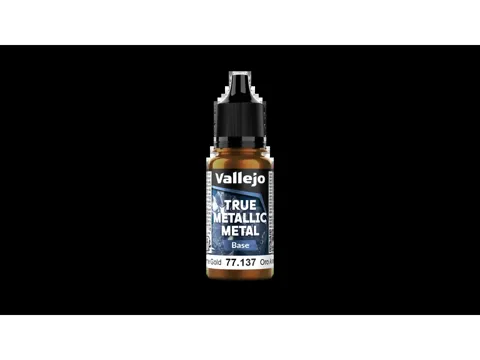 Lahvička metalické akrylové barvy Vallejo True Metallic Metal 77137 Arcane Gold Base 18 ml