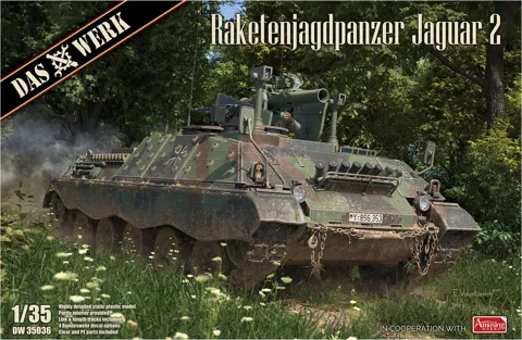 Krabice plastikové stavebnice Das Werk DW35036 Raketenjagdpanzer Jaguar 2 v měřítku 1/35