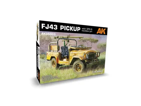 Krabice stavebnice AK Interactive AK35003 pick-up FJ43 s bezzákluzovým kanonem SPG-9 v měřítku 1/35