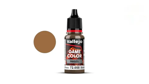 Lahvička akrylové barvy Vallejo Game Color 72058 mosazná metalická Brassy Brass 18 ml