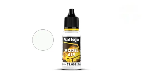 Lahvička akrylové barvy Vallejo Model Air 71001 bílá 18 ml pro airbrush