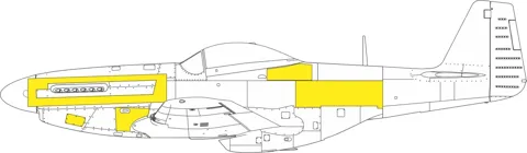 Sada maskovacích šablon Eduard EX953 povrchové panely P-51D v měřítku 1/48