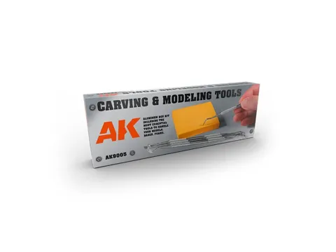 Sada AK Interactive AK9005 Carving Tools Box – čtyři nerezové vyřezávací nástroje v hliníkovém boxu