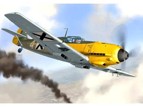 Krabice plastikové stavebnice AZ Model AZ7677 Bf 109E-3 Bulgarian Eagles v měřítku 1/72