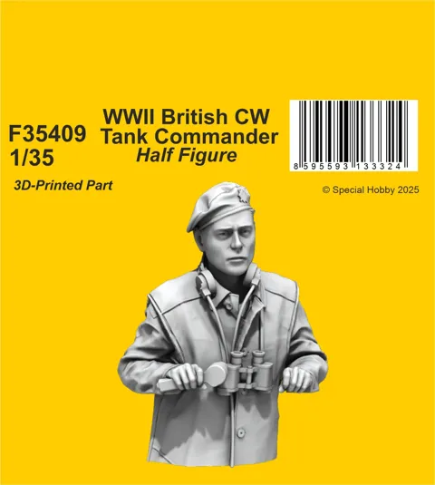 Resinová figurka CMK F35409 britský tankový velitel 1/35, poloviční postava do poklopu tanku