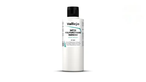 Lahvička Vallejo Varnish 27652 Satin Polyurethane Varnish, saténový polyuretanový lak 200 ml