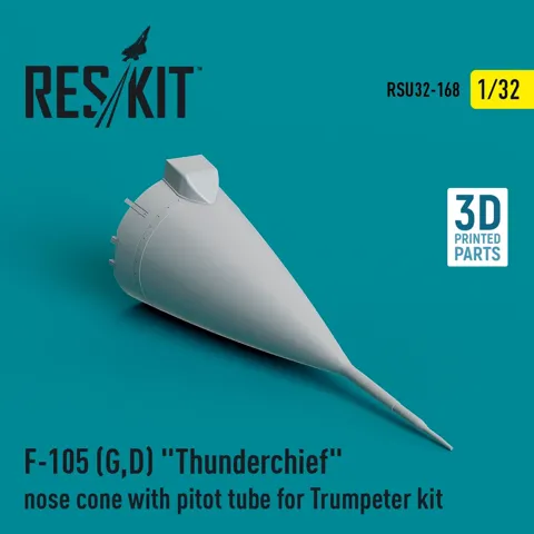 3D tištěný příďový kryt s pitotovou trubicí Reskit RSU32-0168 pro F-105 Thunderchief v měřítku 1/32