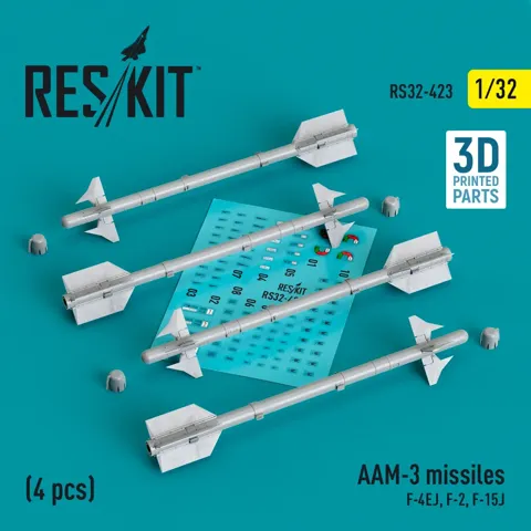 Sada 3D tištěných raket AAM-3 Reskit RS32-0423 v měřítku 1/32, 4 díly