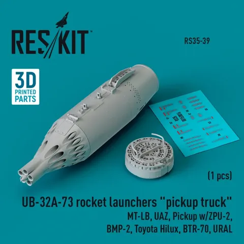 Doplňkový díl Reskit RS35-0039 raketnice UB-32A-73 v měřítku 1/35 pro pickup