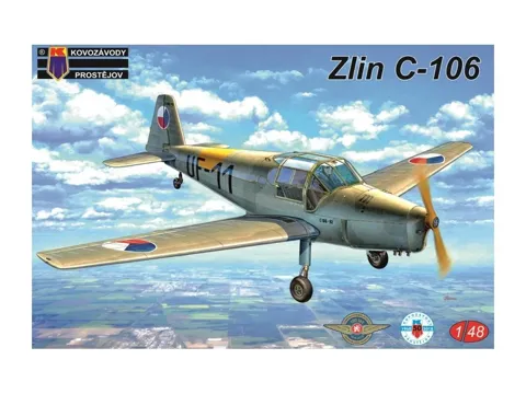 Krabice plastikové stavebnice Kovozávody Prostějov KPM4809 Zlín C-106 v měřítku 1/48