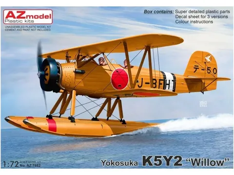Krabice plastikové stavebnice AZ Model 1/72 Yokosuka K5Y2 Willow, japonský cvičný hydroplán