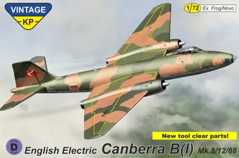 Krabice stavebnice Kovozávody Prostějov KPV7203 English Electric Canberra B(I) Mk.12 v měřítku 1/72