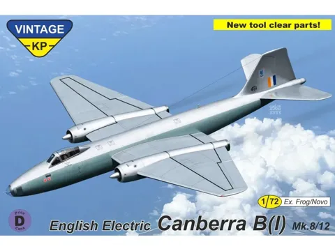Krabice stavebnice Kovozávody Prostějov KPV7202 English Electric Canberra B(I) Mk.8 v měřítku 1/72