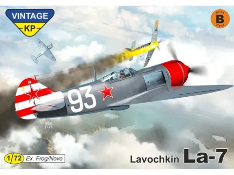 Krabice plastikové stavebnice Kovozávody Prostějov 1/72 Lavočkin La-7 Vintage
