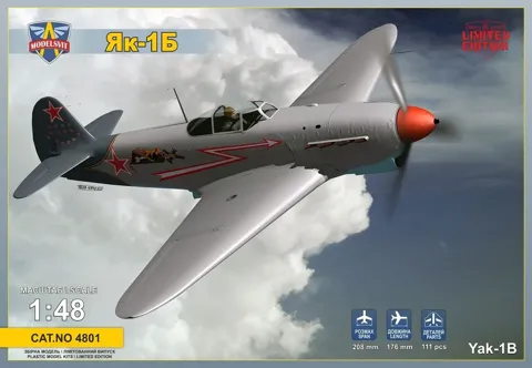 Krabice stavebnice ModelSvit MSVIT4801 Jak-1B v měřítku 1/48, sovětská stíhačka