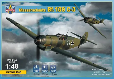 Krabice plastikové stavebnice ModelSvit 1/48 Messerschmitt Bf 109 C-3