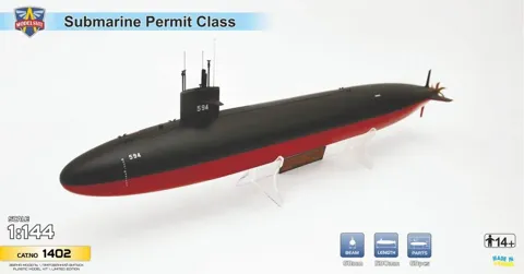 Plastiková stavebnice ModelSvit 1/144 USS Permit (SSN-594), ponorka v měřítku 1/144