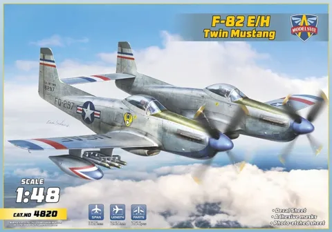 Krabice plastikové stavebnice ModelSvit F-82E/H Twin Mustang v měřítku 1/48