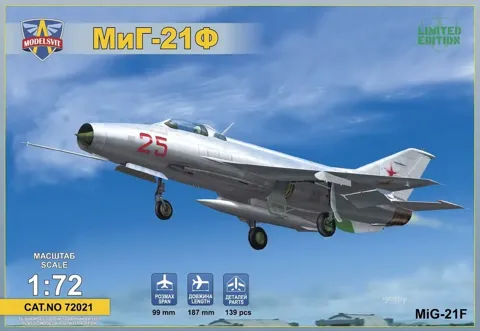 Plastiková stavebnice ModelSvit 72021 MiG-21F v měřítku 1/72, sovětský nadzvukový stíhač