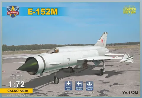 Krabice plastikové stavebnice ModelSvit 1/72 Ye-152M, prototyp těžkého přepadového stíhače