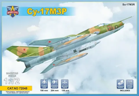 Krabice plastikové stavebnice ModelSvit 72048 Su-17M3R v měřítku 1/72