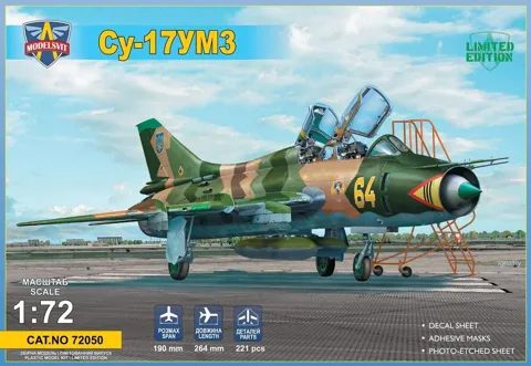 Krabice plastikové stavebnice ModelSvit 72050 Su-17UM3 v měřítku 1/72