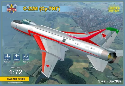 Krabice plastikové stavebnice ModelSvit 72009 S-22I (Su-7IG) v měřítku 1/72